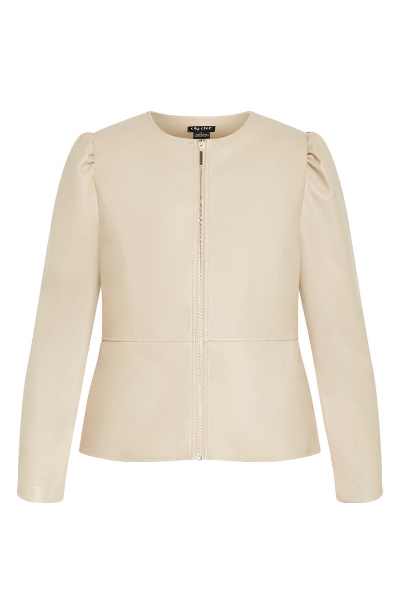 City Chic Mallory Faux Leather Jacket, Alternate, color, Cream