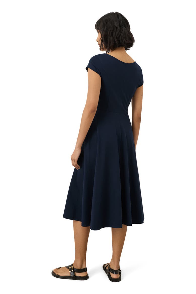 Fit & Flare Ballet Neck Dress Made With Organic Cotton, Alternate, color, Navy