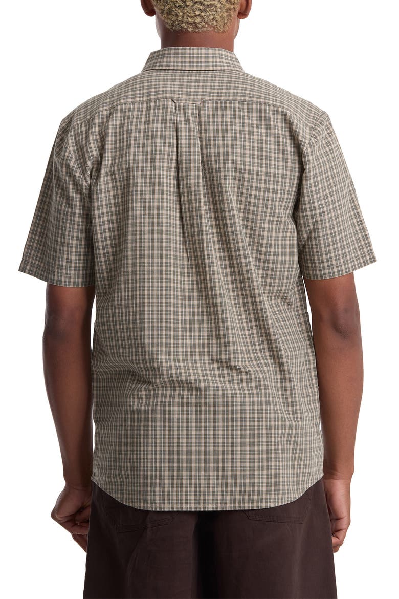 Brewster Check Short Sleeve Button-Down Shirt, Alternate, color, DIRTY WHITE