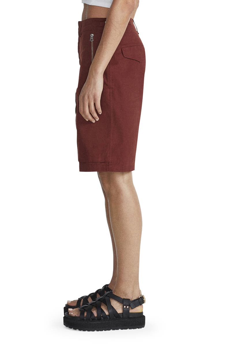 rag & bone Kai Cotton Twill Shorts, Alternate, color, Mahogany