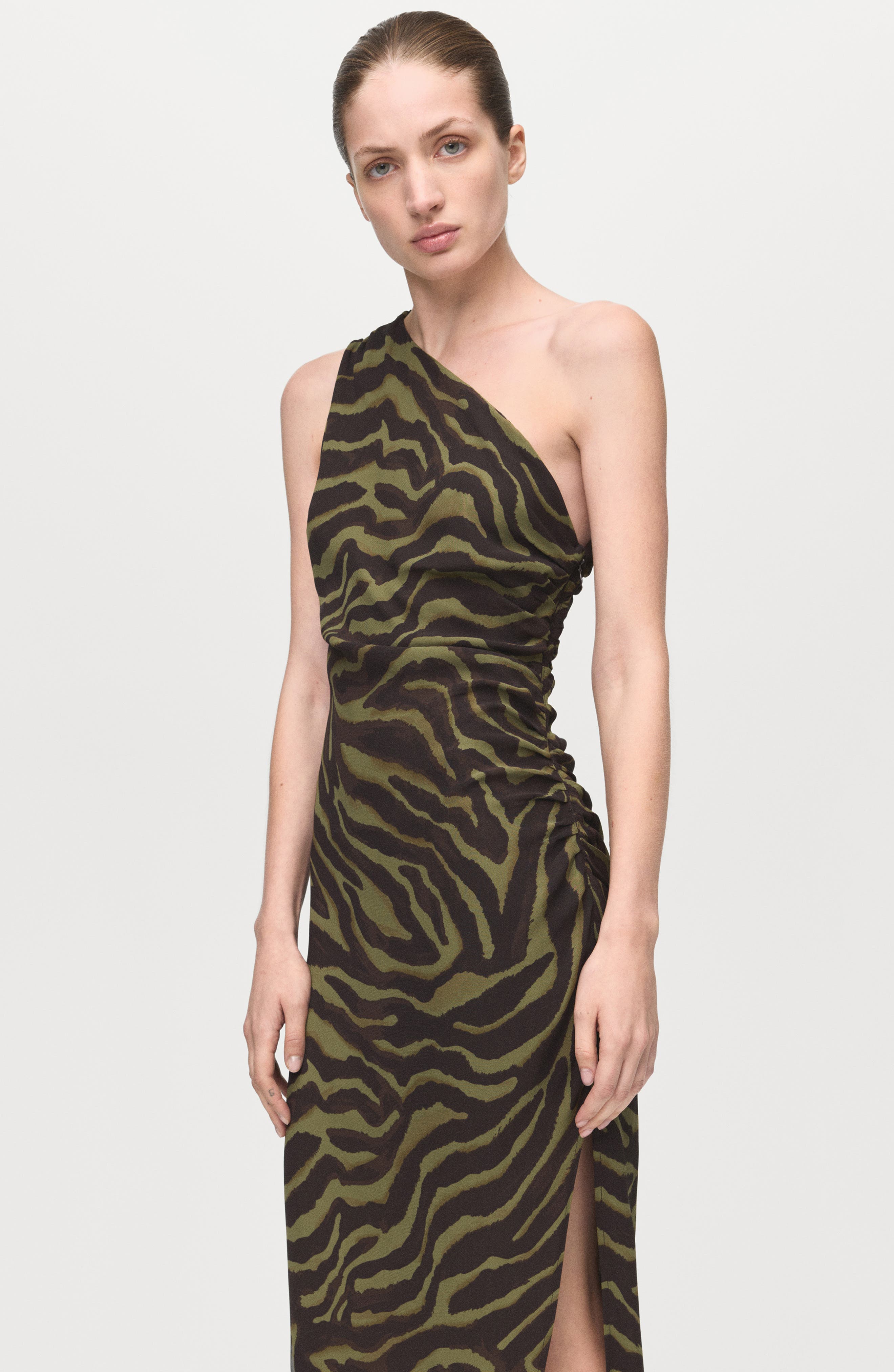 mango one shoulder dress Maxi - Pink making it ideal for casual outings or summer gatherings Off Shoulder Asymmetrical Gown -