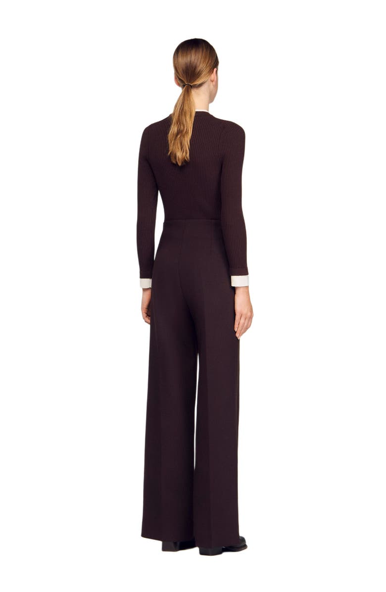 SANDRO Flared trousers, Alternate, color, Brown