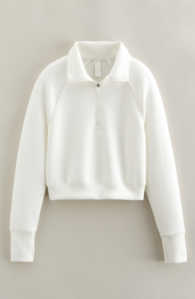 Zella Girl Kids' Varsity Track Half Zip Pullover, Main, color, Ivory Egret