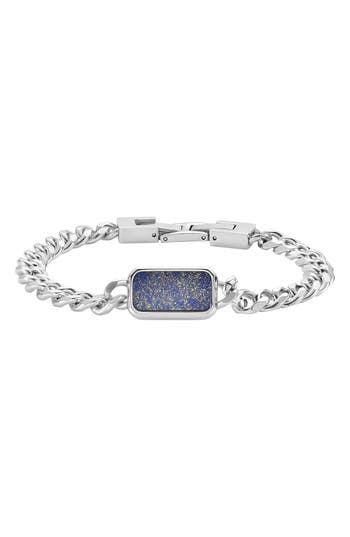 Geoffrey Beene Stainless Steel Semiprecious Stone Curb Chain Bracelet
