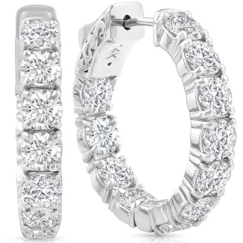 4 1/2 Ct Diamond Inside Outside Hoops W/ Vault Lock 14k Gold Lab Grown