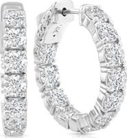 Bliss Diamond 4 1/2 Ct Diamond Inside Outside Hoops W/ Vault Lock 14k Gold Lab Grown