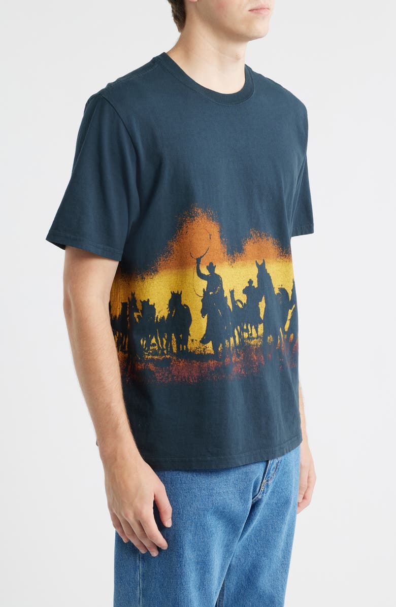 ONE OF THESE DAYS Velvet Morning Cotton Graphic T-Shirt, Alternate, color, Washed Black