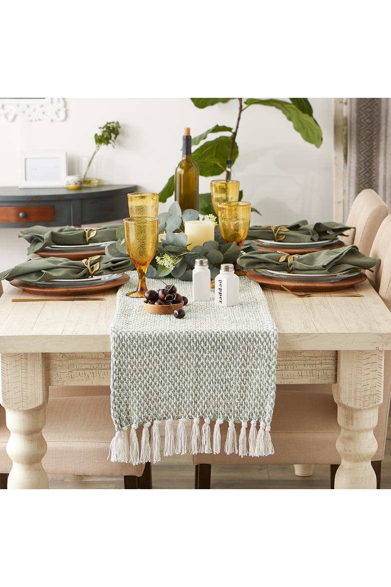 Jacquard Woven Table Runner, Alternate, color, Artichoke