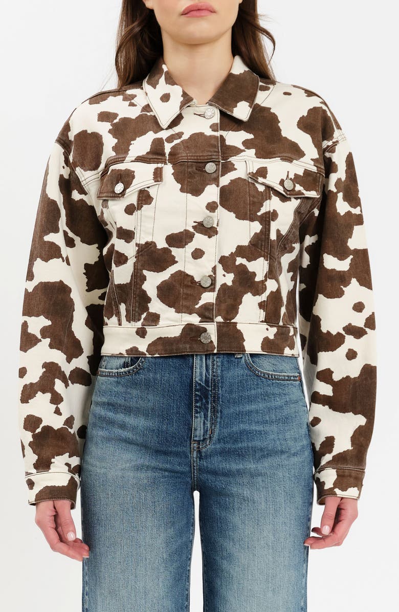 DAZE Del Mar Spotted Crop Denim Jacket, Main, color, Spotted