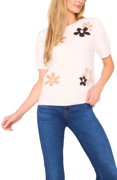 Groovy Flower Short Sleeve Sweater
