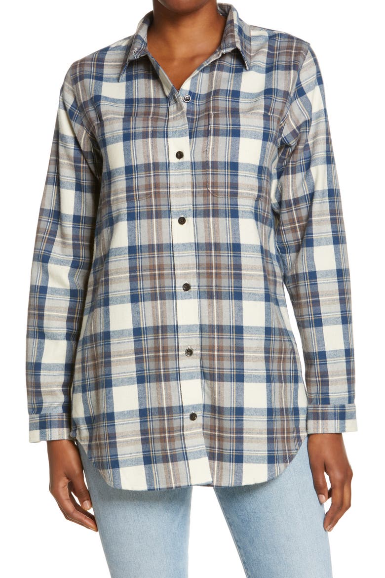 Scotch Plaid Women's Flannel Tunic, Main, color, INDIGO TARTAN