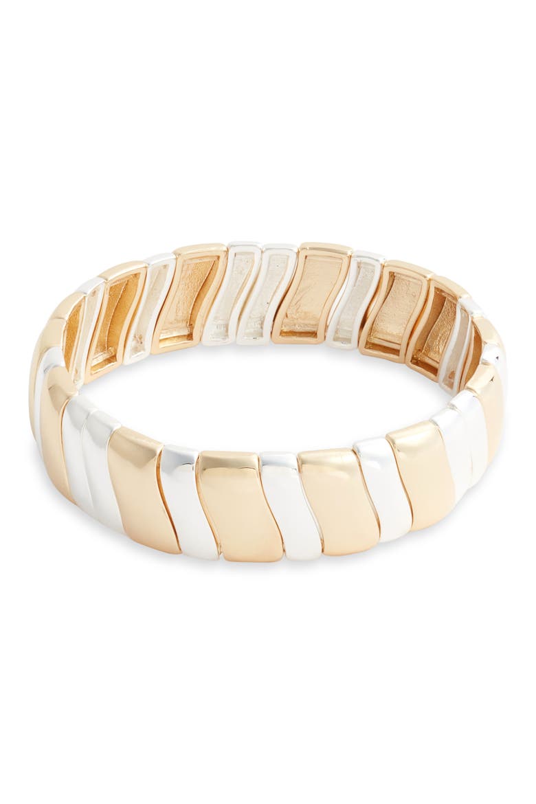 Wavy Link Stretch Bracelet, Main, color, GOLD- SILVER