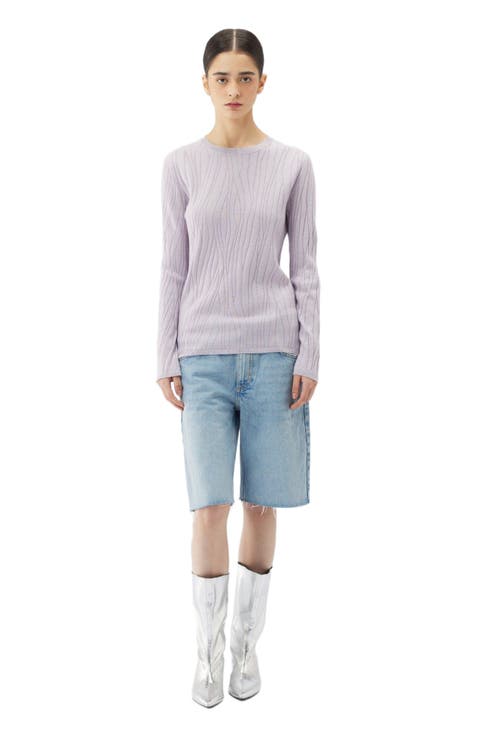 Cashmere Silk Sweater with Silver Threading