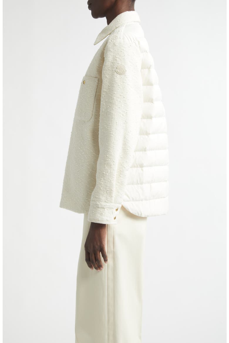 Cotton Blend Bouclé Down Shirt Jacket, Alternate, color, WHITE