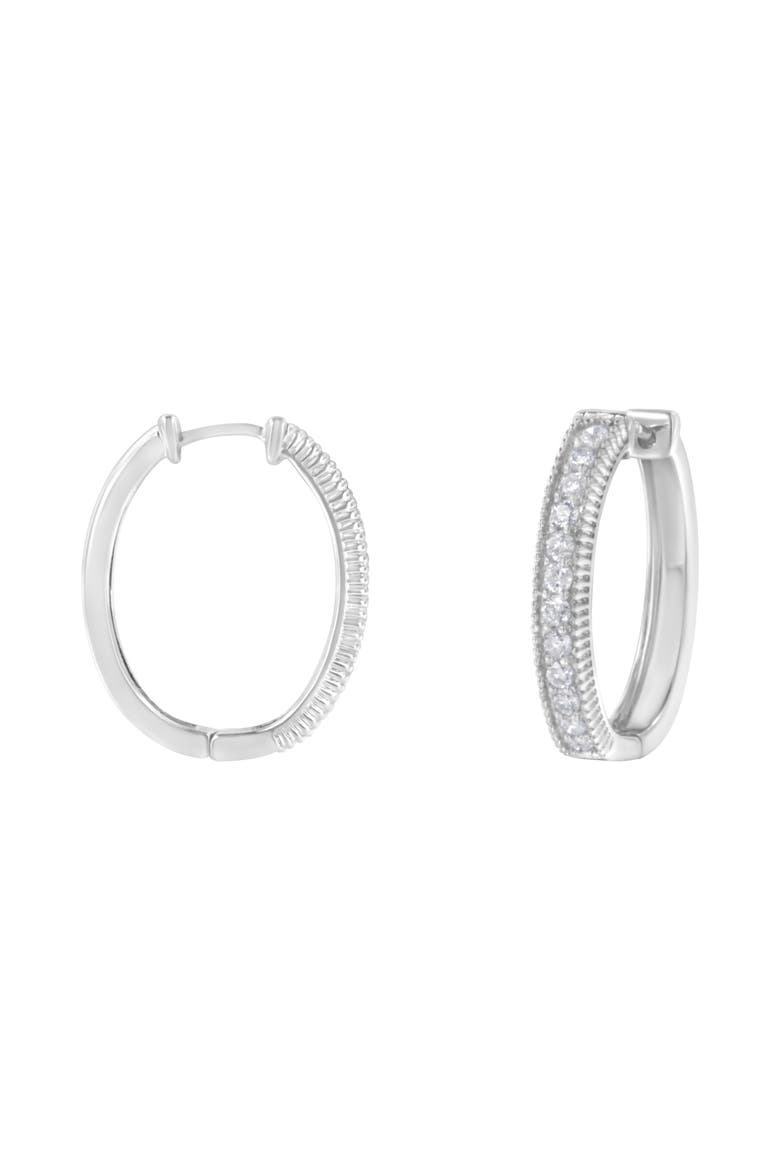 10KT White Gold 1.00 cttw Diamond Hoop Earring, Alternate, color, White