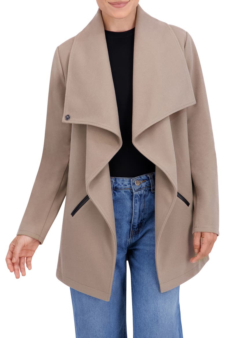 Faux Wool Drape Jacket, Alternate, color, MOCHA