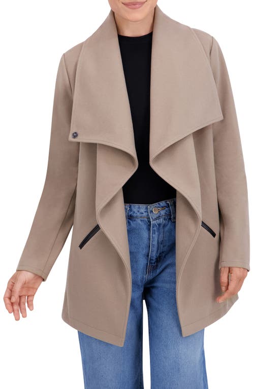 Ookie & Lala Faux Wool Drape Jacket In Brown