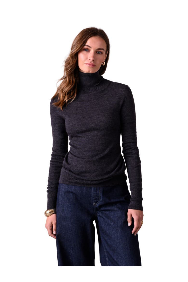 Merino Roll Neck Fitted Sweater, Main, color, CHARCOAL