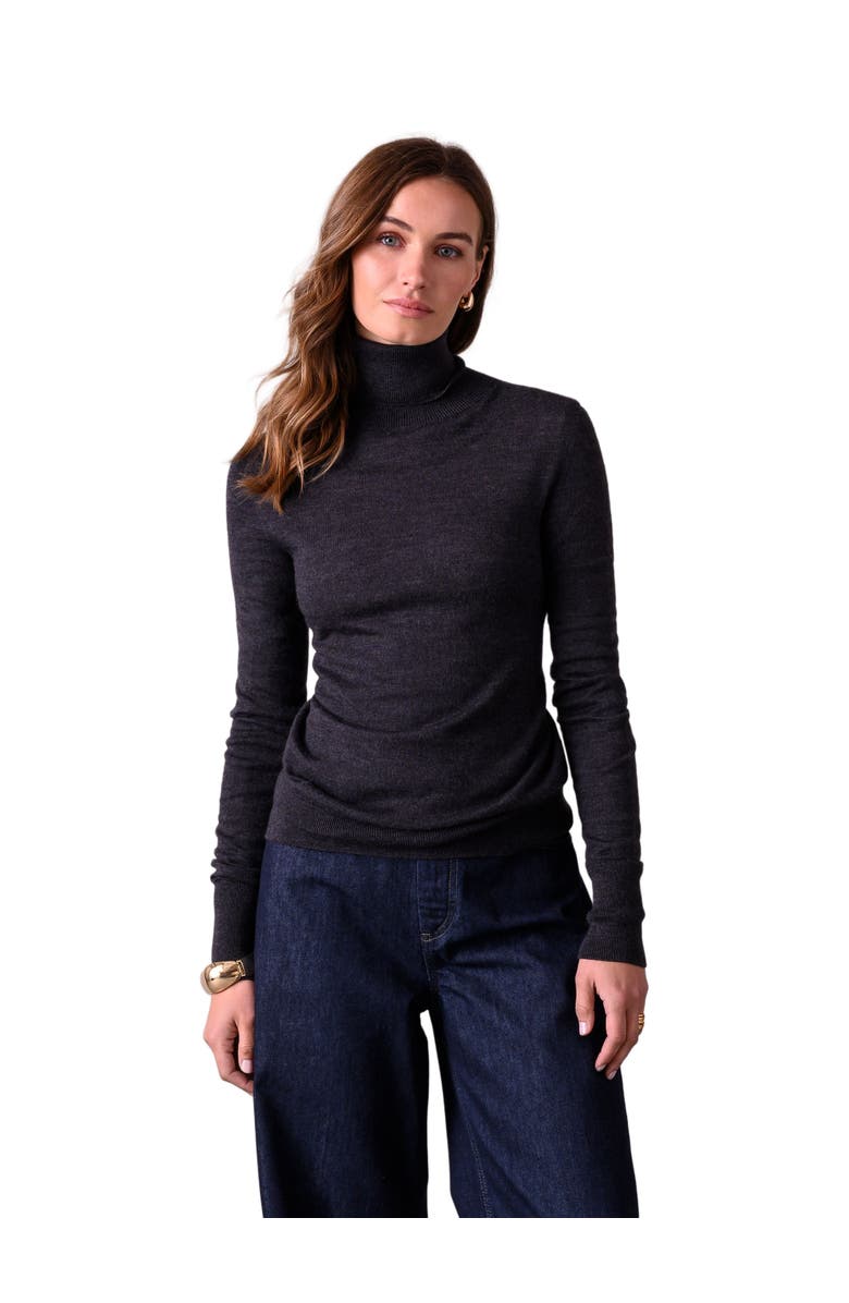 Celtic & Co. Merino Roll Neck Fitted Sweater, Main, color, Charcoal