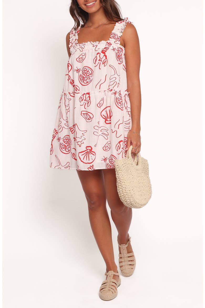 Elena Printed Cotton Sundress, Alternate, color, RED LOBSTER