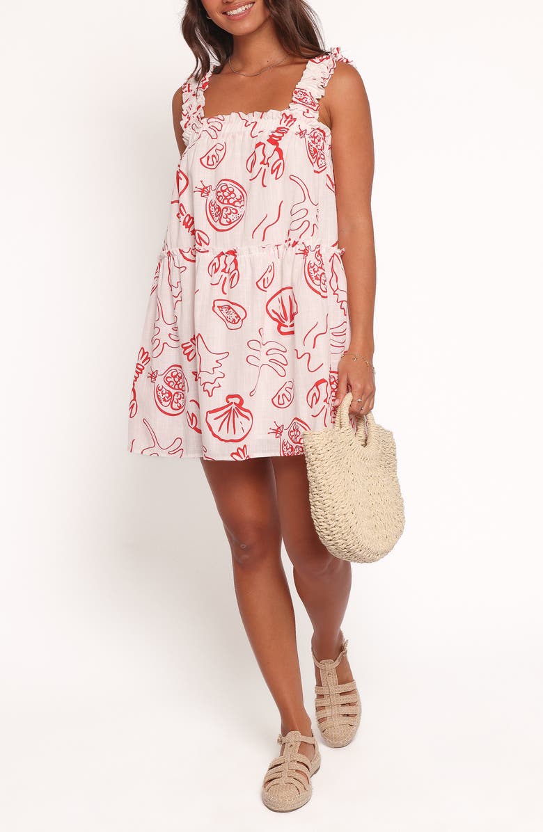 Petal & Pup Elena Printed Cotton Sundress, Alternate, color, Red Lobster