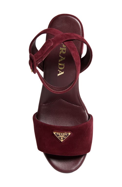 Prada Logo Platform Sandal In Burgundy