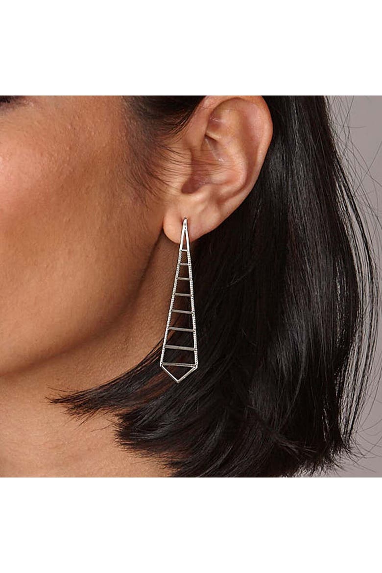 Egyptian Pyramid Earrings, Alternate, color, Sterling Silver
