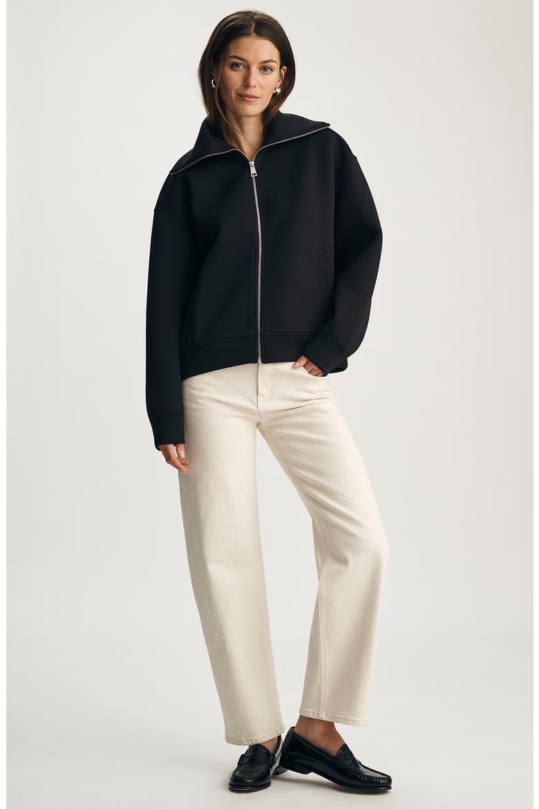 Sporty Luxe Full Zip Fleece Sweatshirt, Alternate, color, BLACK