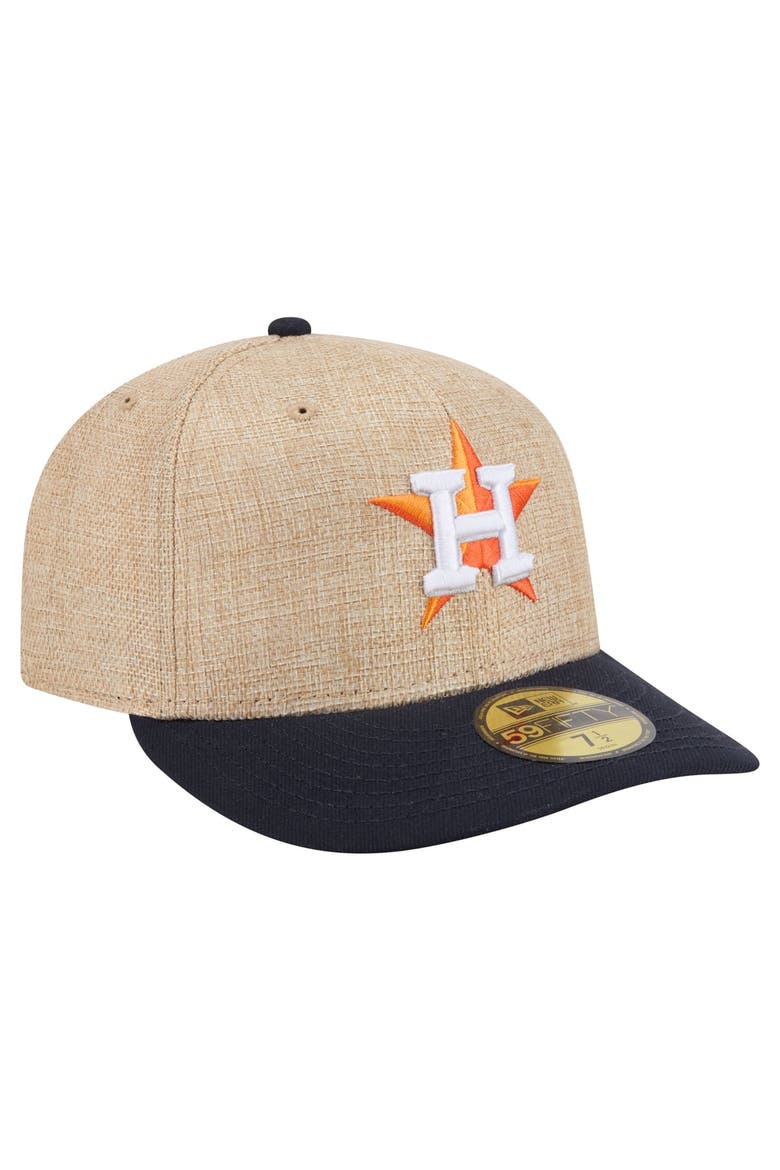 Men's New Era  Natural/Navy Houston Astros Twine 59FIFTY Fitted Hat, Alternate, color, Natural