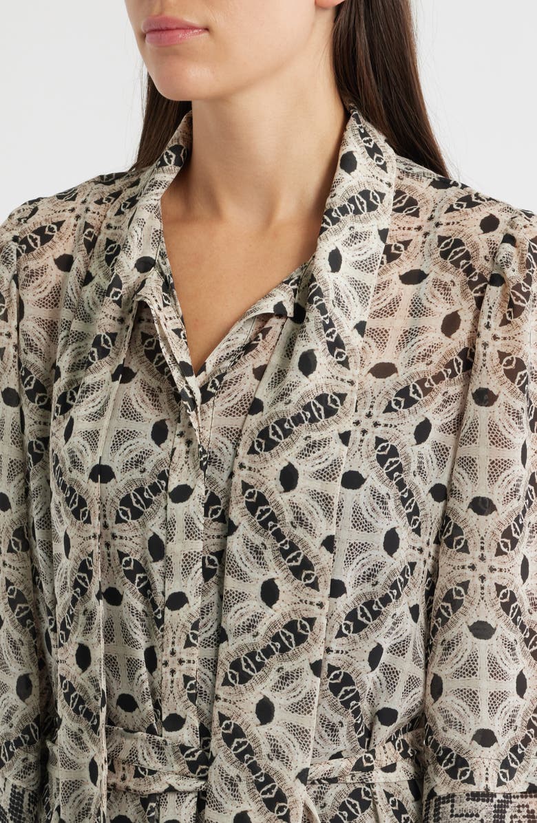 KOBI HALPERIN Flint Print Tie Waist Long Sleeve Shirtdress, Alternate, color,