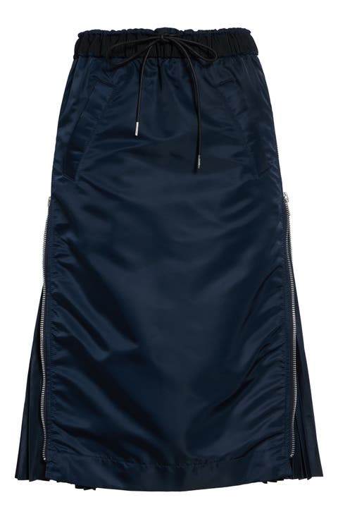 Nylon Twill Midi Skirt