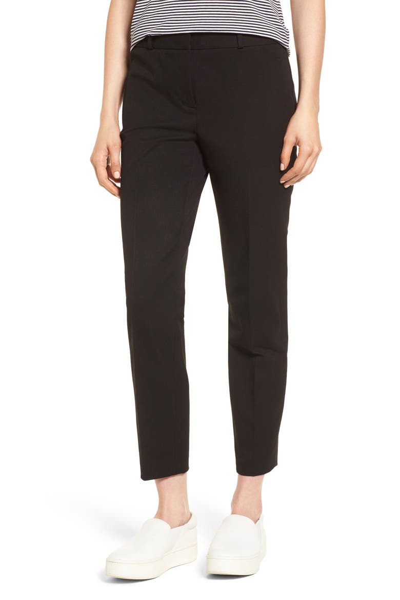 Welt Pocket Slim Leg Crop Pants, Main, color, BLACK