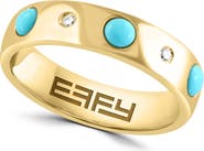 EFFY 14K Yellow Gold Turquoise & Diamond Band Ring - 0.03ct.