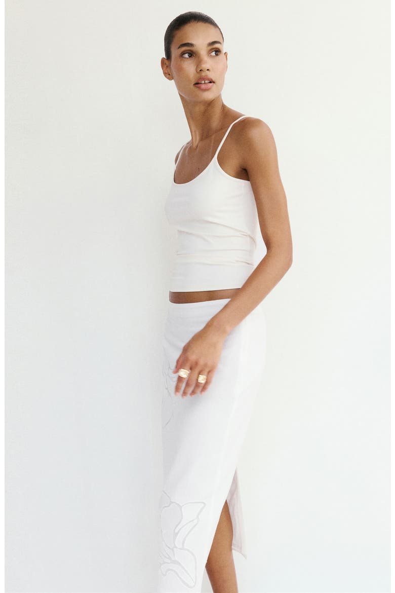 Floral Embroidered Midi Skirt, Alternate, color, WHITE