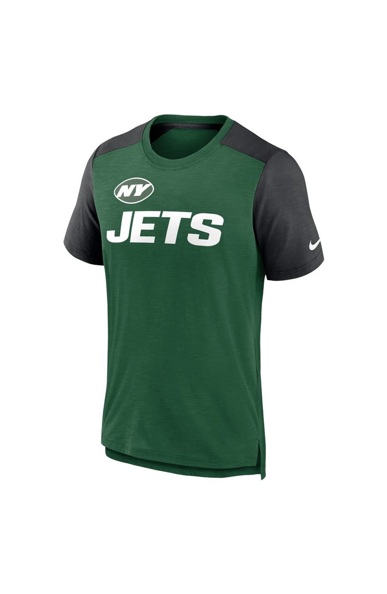 Nike Men's Nike Heathered Green/Heathered Black New York Jets Color Block Team Name T-Shirt, Alternate, color, 
