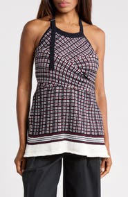 3.1 Phillip Lim Plaid Jacquard Cotton & Wool Halter Top