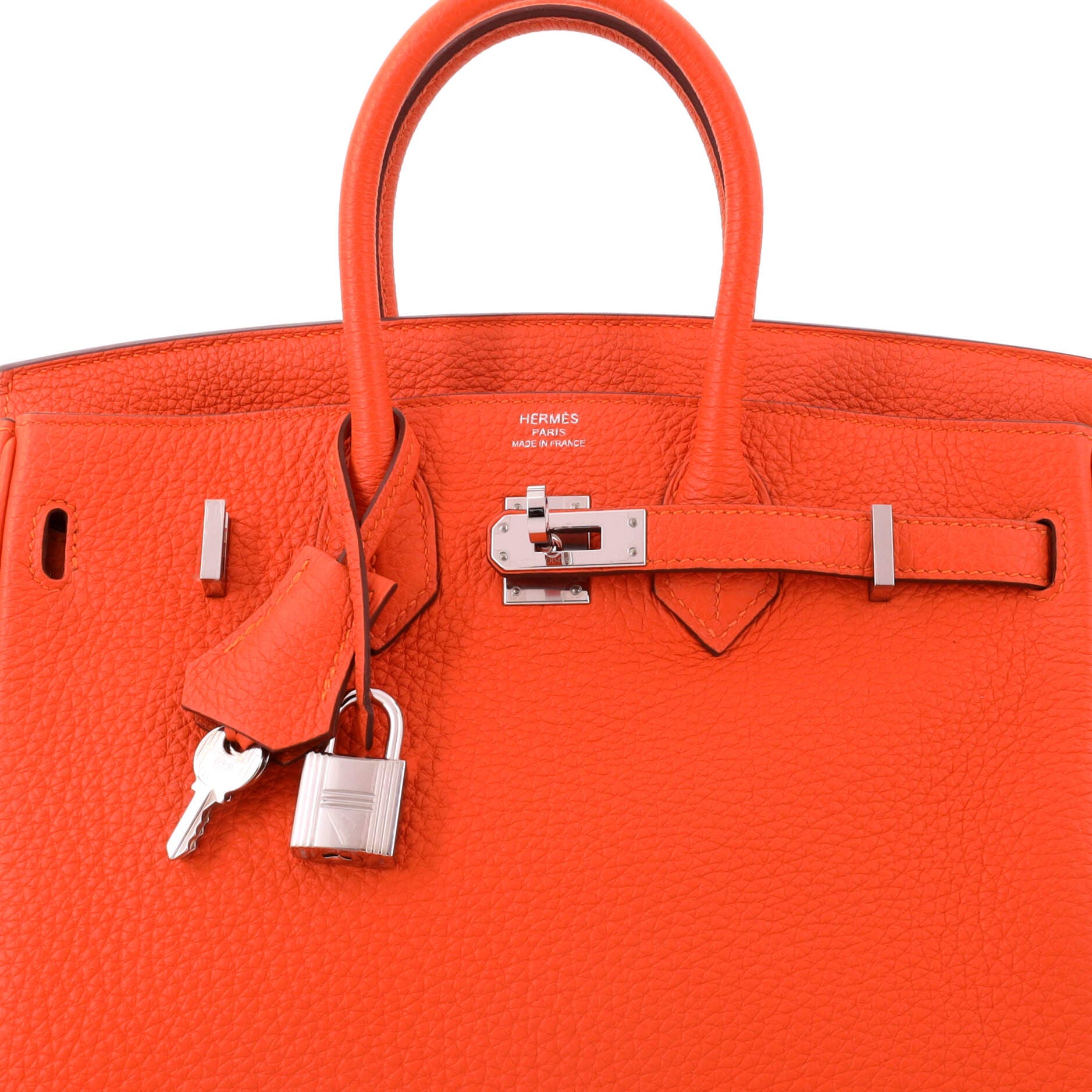 Pre-Owned Hermes Birkin Handbag Orange Togo with Palladium Hardware 25, Alternate, color, Feu