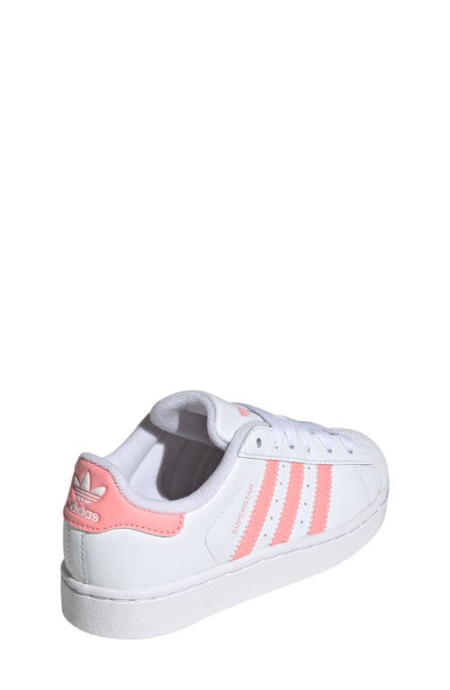 Adidas Originals Little Kids White & Pink Superstar Ii Sneakers In White/semi Pink Spark/white