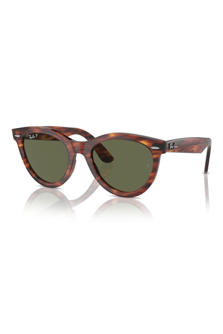 Wayfarer Way 54mm Polarized Oval Sunglasses, Alternate, color, STRIPED HAVANA