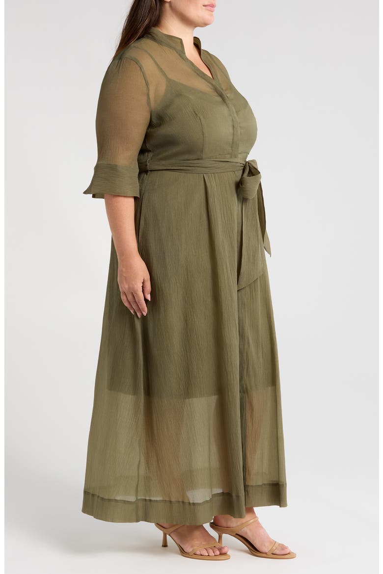 Chiffon Maxi Shirtdress, Alternate, color, OLIVE