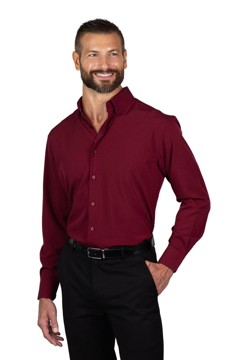 Trim Fit Solid Dress Shirt, Alternate, color, BURGUNDY