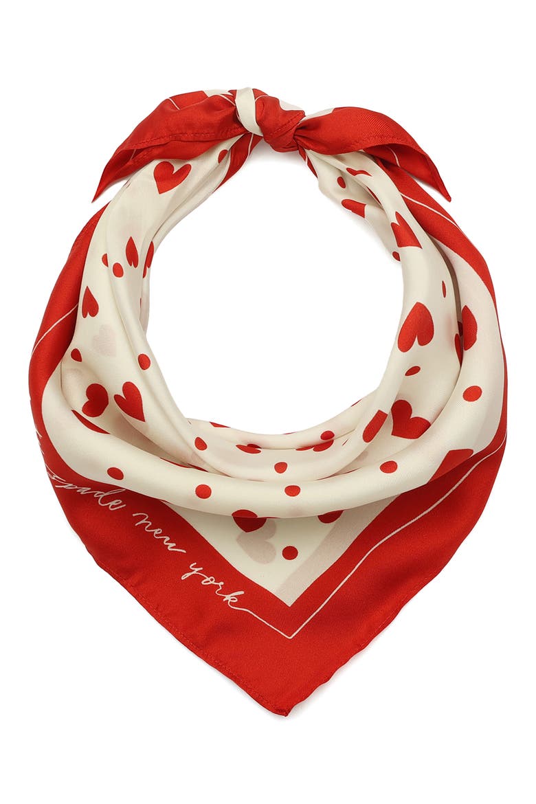 Heart Toss Silk Bandana, Main, color, RED/CREAM