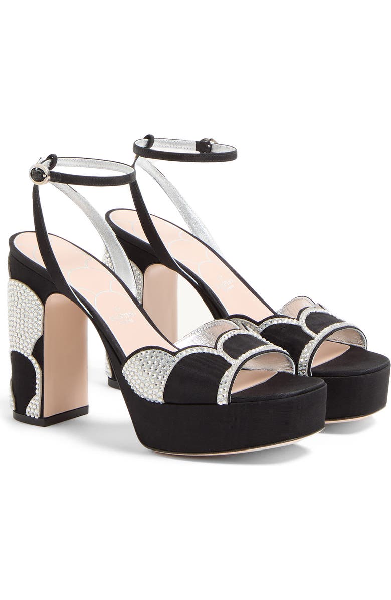 Valentino Garavani Bowow Platform Sandal, Main, color, Black/ Silver