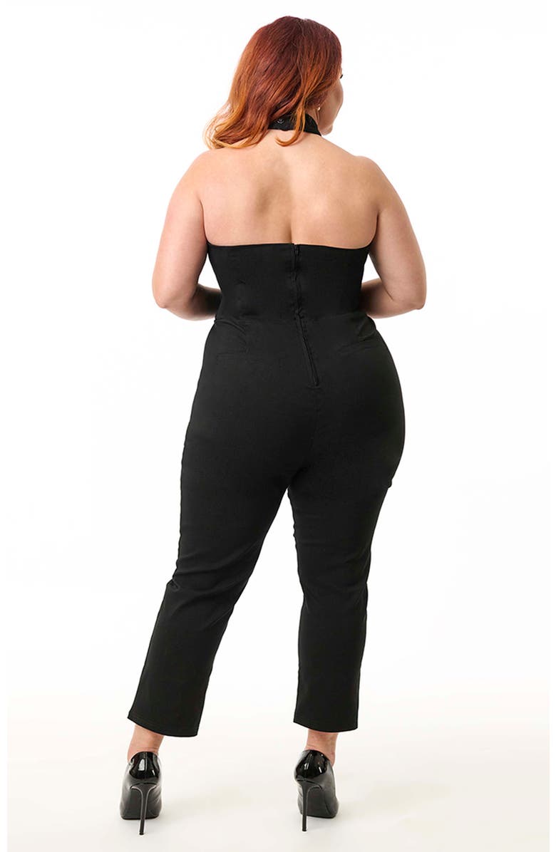 Unique Vintage Plus Size Criss Cross Halter Jumpsuit, Alternate, color, 