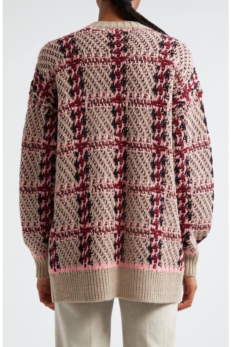 Maci Sequin Houndstooth Cardigan, Alternate, color, NATURAL SEQUIN MULTI