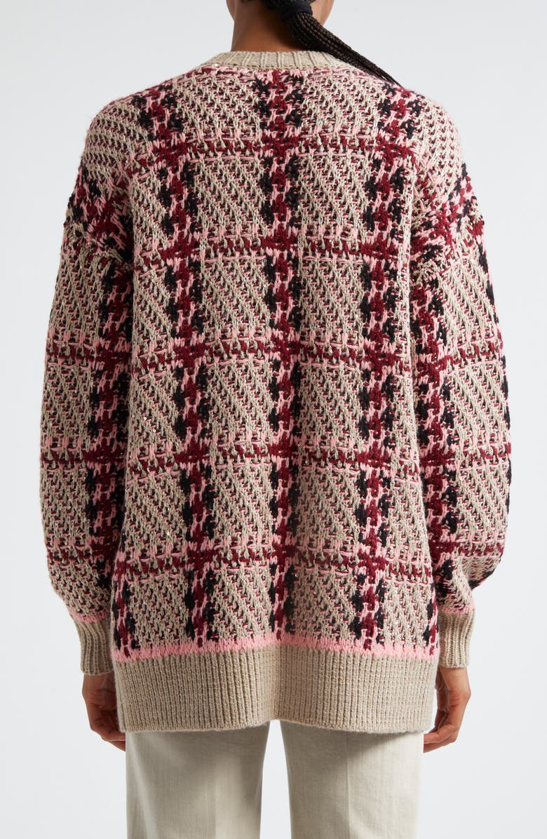 L'AGENCE Maci Sequin Houndstooth Cardigan, Alternate, color, Natural Sequin Multi