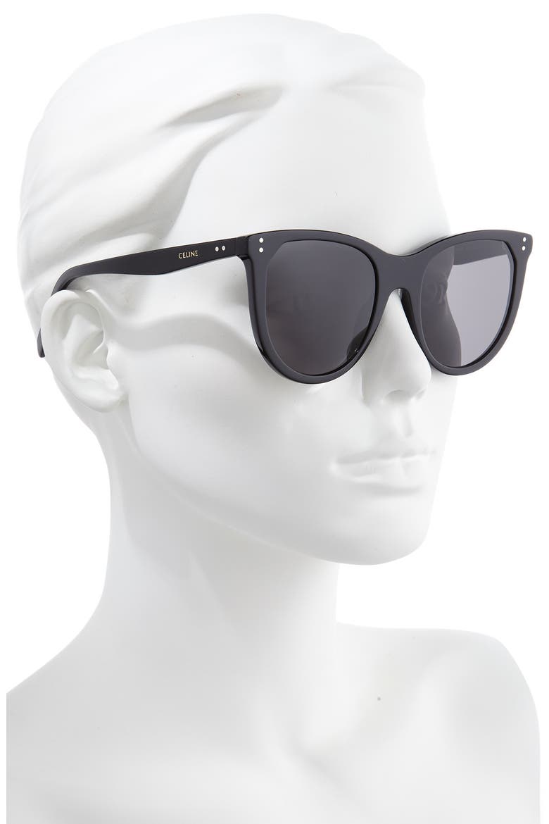 53mm Cat Eye Sunglasses, Alternate, color, SHINY BLACK/ SMOKE