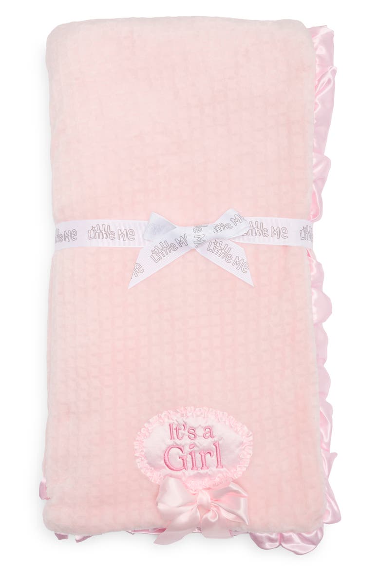 It's a Girl Ruffle Blanket, Main, color, PINK