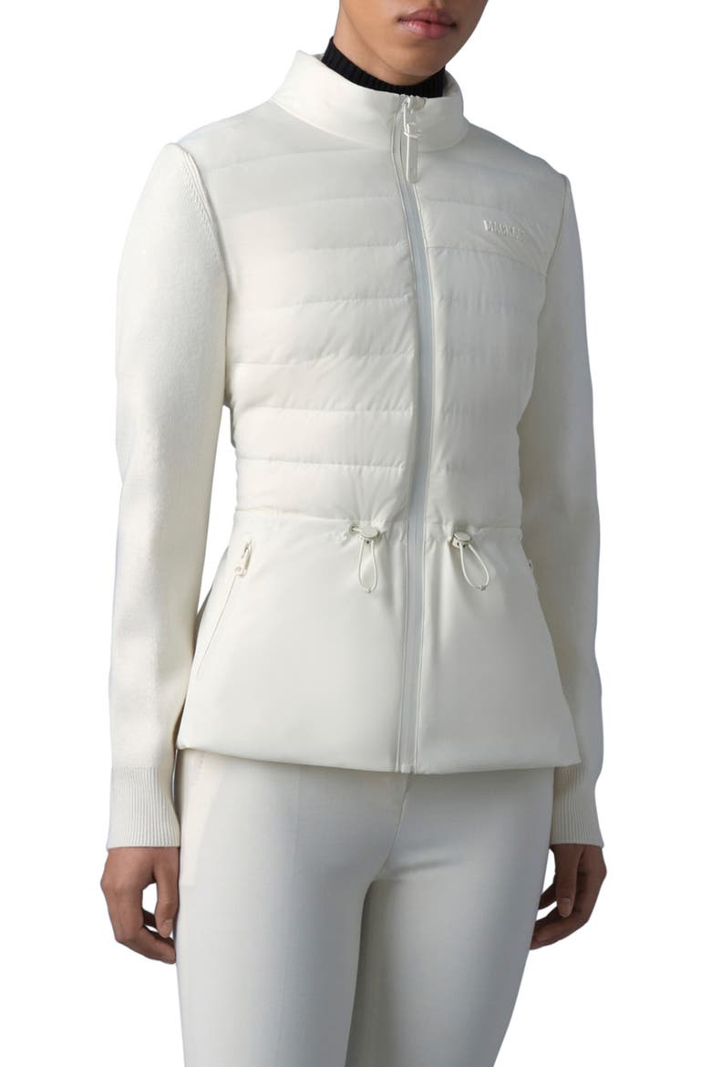 Laika Mixed Media Peplum Down Jacket, Main, color, CREAM