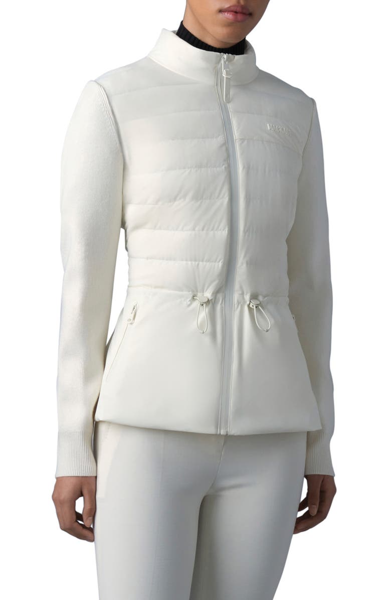 Mackage Laika Mixed Media Peplum Down Jacket, Main, color, Cream